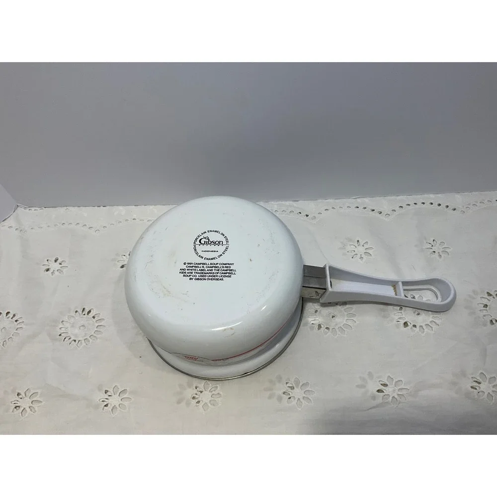 Campbells Soup Enamelware Set Stockpot Saucepan Mugs Ladle Vintage Style 5pc